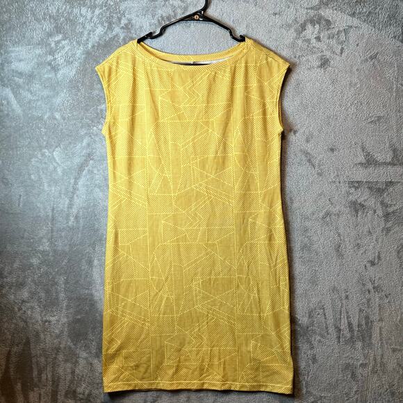 PrAna Women's Sanna t-shirt Dress Stretchy‎ Boat Neck Size Small Yellow - Picture 1 of 8